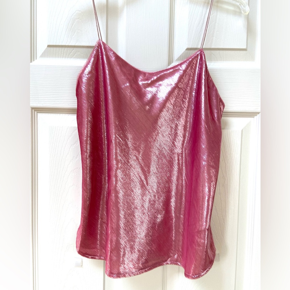 Michael Lo Sordo Dusty Pink Metallic Velvet Camisole Size 8 NWT Party Festival